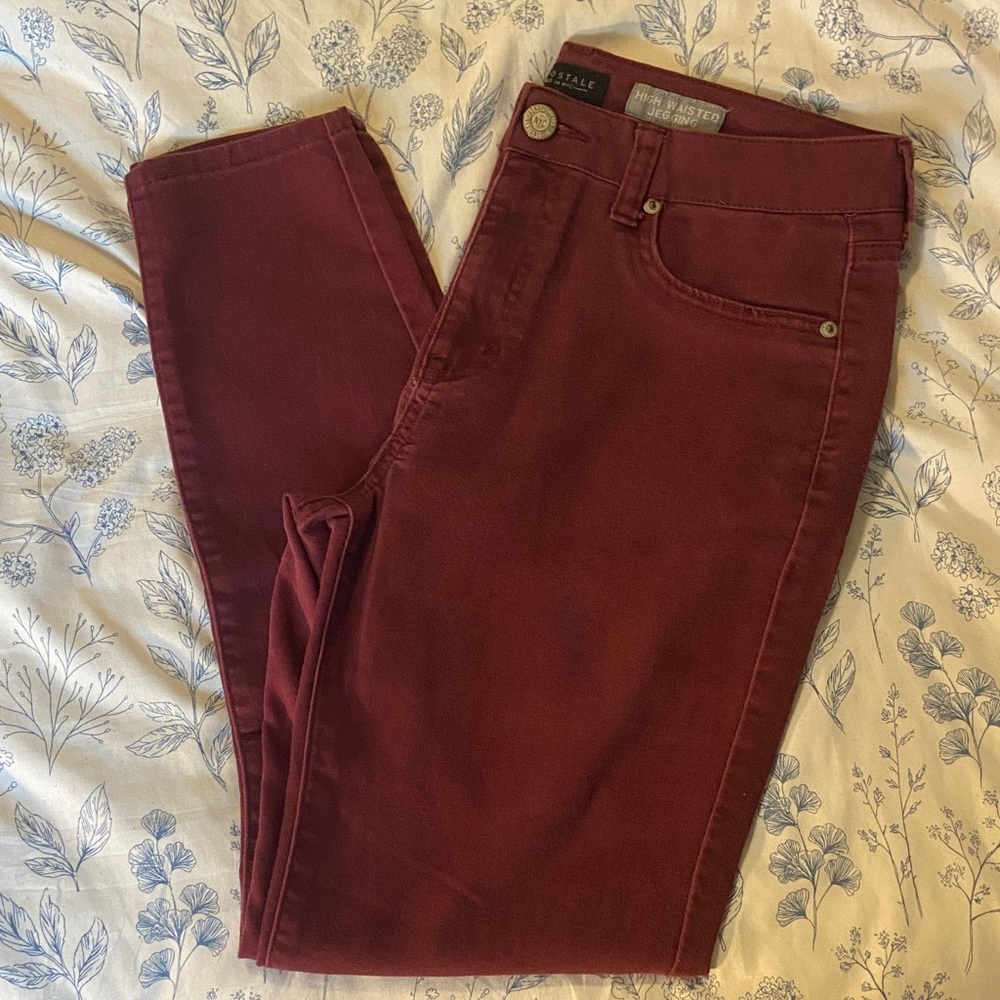 Aeropostale Burgundy High Waisted Jeggings